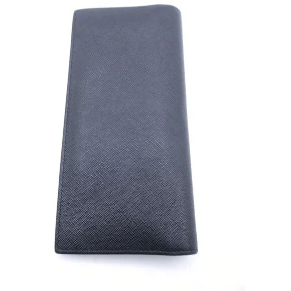 Prada Saffiano Bifold Wallet Card Case Black Leather - Picture 2 of 6